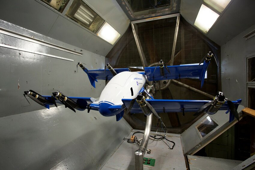 LA-8 eVTOL Testbed during wind tunnel testing (Photo credit: NASA) LA-8 eVTOL Testbed during wind tunnel testing (Photo credit: NASA)